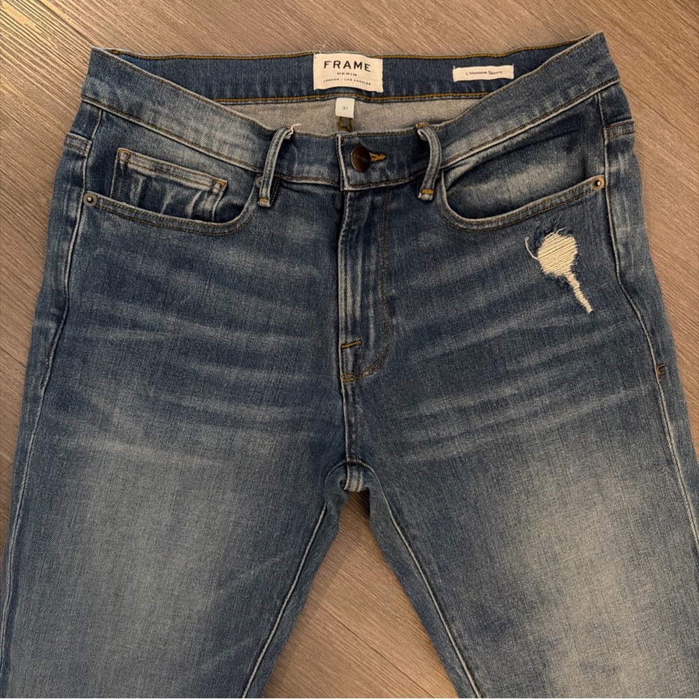 Frame Denim Men's Distressed Blue Skinny Jeans l’homme skinny 31